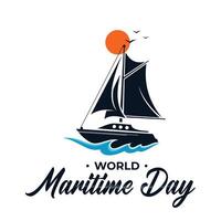 World Maritime Day template background with sailboat vector
