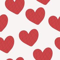 Hand drawn hearts seamless pattern. Red love symbol for romantic Valentine's Day card. wrapping paper, banner, flyer, textile. vector