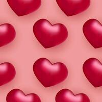 Seamless pattern with 3D styled hearts. background for romantic poster, card, web banner, brochure. vector