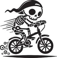 skeleton riding a bike on a white background vector