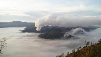 Sunrise view from Mount Bromo in Indonesia photo