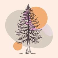 A tree with a purple background and orange circles vector