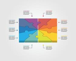 Jigsaw template with number for infographic for presentation for 10 square element vector