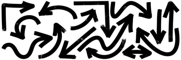 Set of Hand drawn arrows doodle on white background. vector