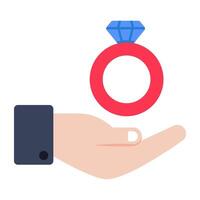 Premium download icon of diamond ring on hand, propose vector