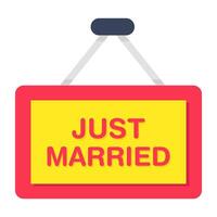 Modern design icon of just married board vector