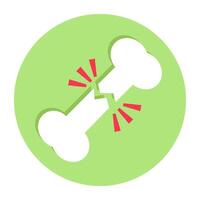 A flat design icon of broken bone vector
