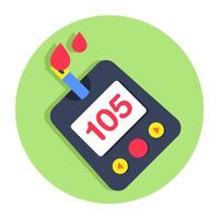 Sugar test machine icon, flat design of glucometer vector