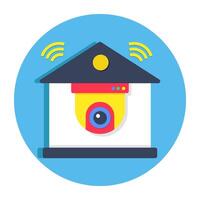 A flat design icon of home cctv vector