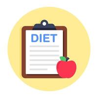 Conceptual flat design icon of diet chart vector