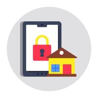 A flat design icon of mobile home security vector