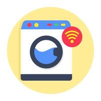 A flat design icon of smart washing machine vector
