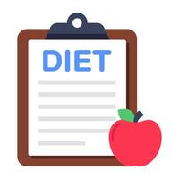 Conceptual flat design icon of diet chart vector