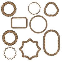 Set of different shape rope frame brush, border graphic, ornament, loop, strong, round, curve, textile, ornate vector