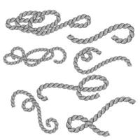 Set of different shape rope frame brush, border vector