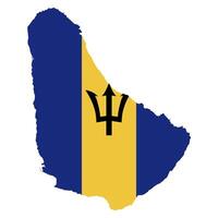 Barbados map silhouette with flag on white background vector
