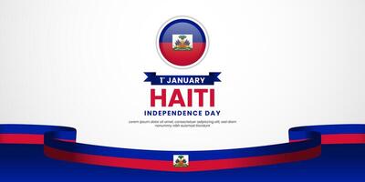 haiti Independence Day background with waving ribbon flag and blank space area vector