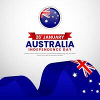 Australia day waving ribbon flag square banner background design for independence day vector