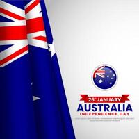 Australia day Square Banner background for greeting card, poster, label, prints with waving flag vector
