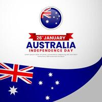 Australia day Square Banner background for greeting card, poster, label, prints with waving flag vector
