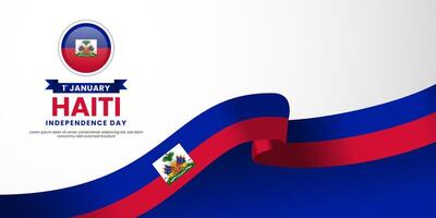 haiti Independence Day background with waving ribbon flag and blank space area vector