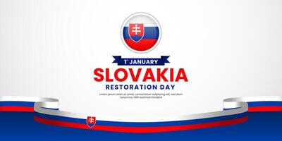 Slovakia Independence day background design with ribbon flag and copy space area vector