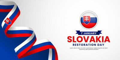 Slovakia Independence day background design with ribbon flag and copy space area vector