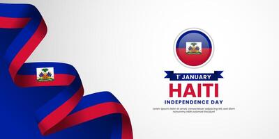 haiti Independence Day background with waving ribbon flag and blank space area vector