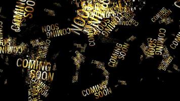 Loop coming Soon falling text on black abstract background video