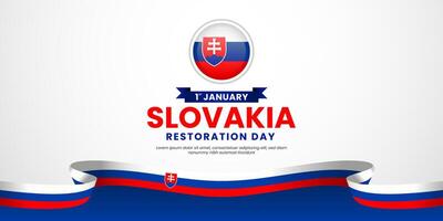 Slovakia Independence day background design with ribbon flag and copy space area vector