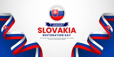 Slovakia Independence day background design with ribbon flag and copy space area vector