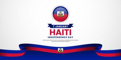 haiti Independence Day background with waving ribbon flag and blank space area vector