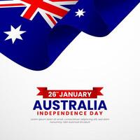 Australia day Square Banner background for greeting card, poster, label, prints with waving flag vector