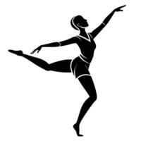 Modern Dance Pose Silhouette on White Background vector