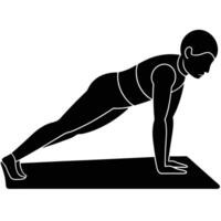 Plank Pose Silhouette on White Background vector