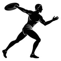 Frisbee Player Silhouette on White Background vector