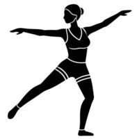 Aerobics Instructor Silhouette on White Background vector