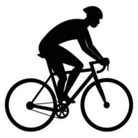 Cyclist in Action Silhouette on White Background vector
