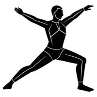 Lunge Pose Silhouette on White Background vector