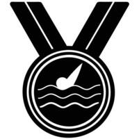 Swimming Medal Silhouette on White Background vector