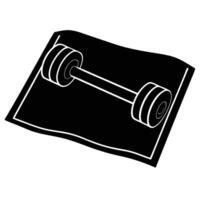 Dumbbell Exercise Mat Silhouette on White Background vector