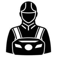 Rally Driver Silhouette on White Background vector