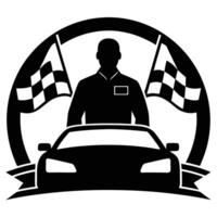 Rally Co-Driver Silhouette on White Background vector