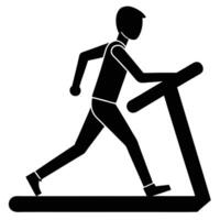 Running on Treadmill Silhouette on White Background vector