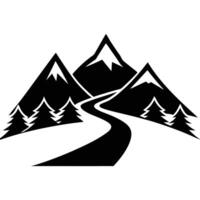 Mountain Path Silhouette on White Background vector