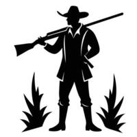 Hunter Silhouette on White Background vector