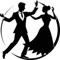 Ballroom Pose Silhouette on White Background vector