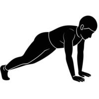 Push-Up Pose Silhouette on White Background vector