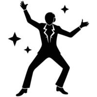 Disco Dancer Silhouette on White Background vector