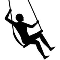 Swing Pose Silhouette on White Background vector